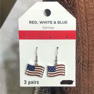 Sterling-Silver American Flag Dangle Earrings